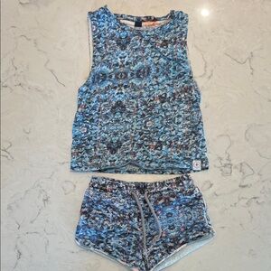 Agatha Cub Blue Patterned Tank and Shorts Set